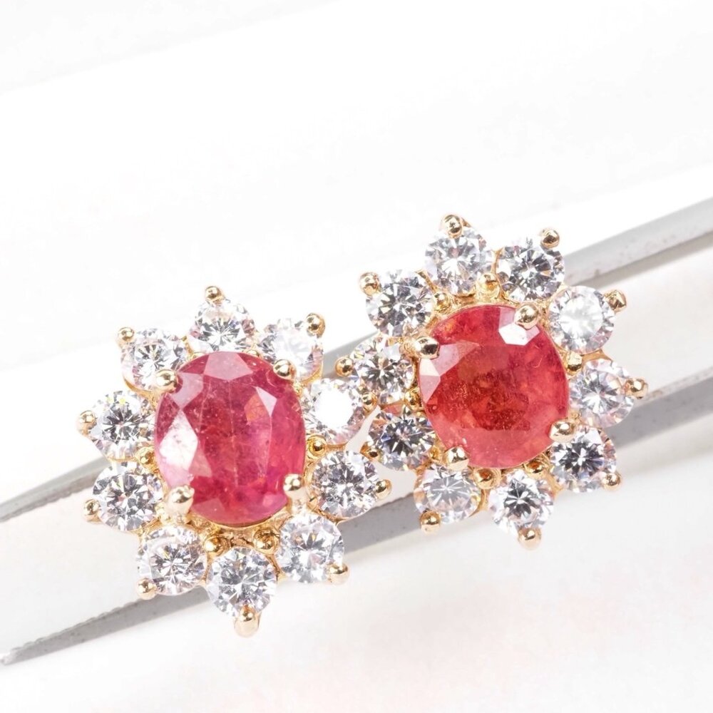 Elegant Red Ruby Earrings 925 Sterling Silver Ros… - image 3